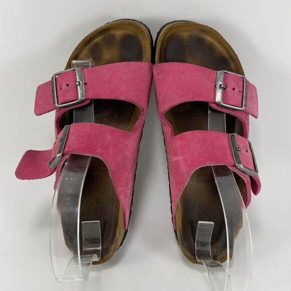 Birkenstock Arizona Sandals Womens Size 38 US 7-7.5 Pink Oiled Leather Soft FB - Picture 5 of 9